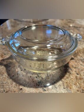 Pre-1970 Pyrex #019 600 ml 20oz Clear Glass Dish w/681-C-35 Lid Corning NY USA